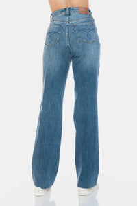 Judy Blue Full Size Tummy Control Cut Raw Hem Straight Jeans - Chandeliers Boutique ny