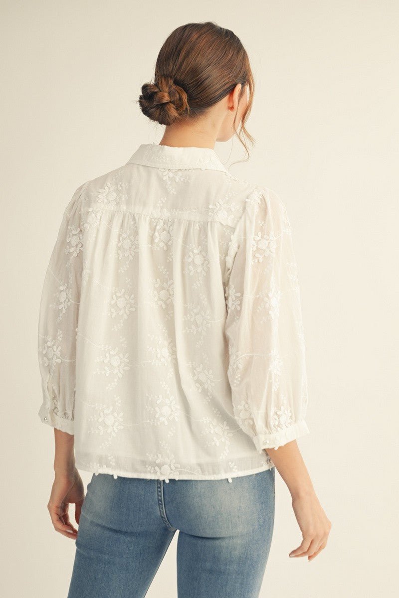 Julie Embroidered Blouse - Chandeliers Boutique ny