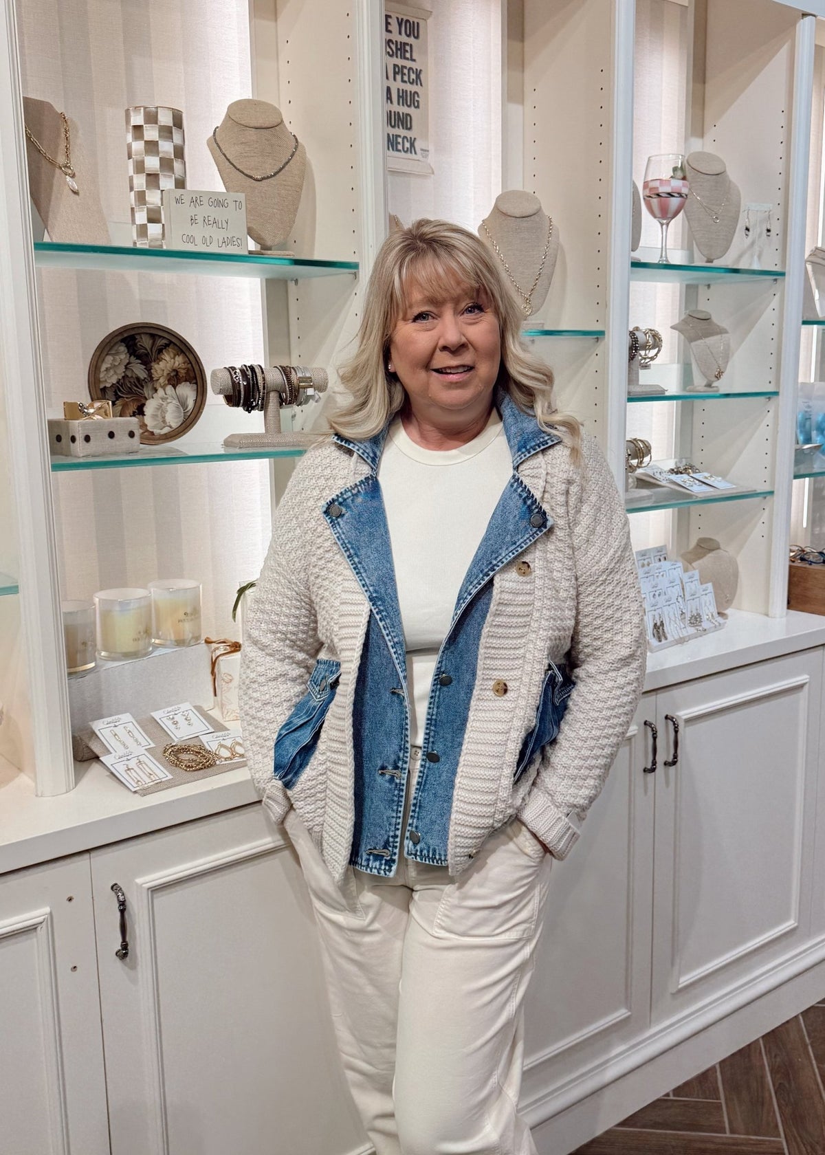 Knit Body Denim Layered Jacket - Chandeliers Boutique ny