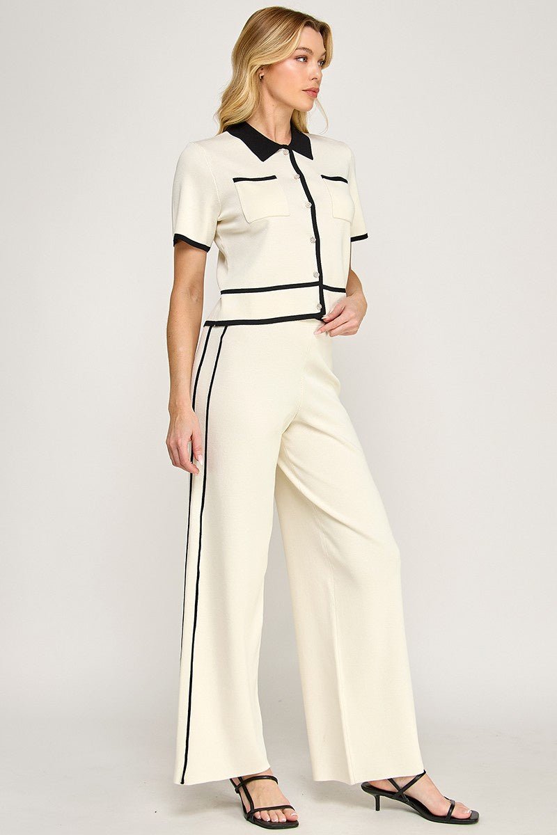 Knit Wide Pants - Chandeliers Boutique ny