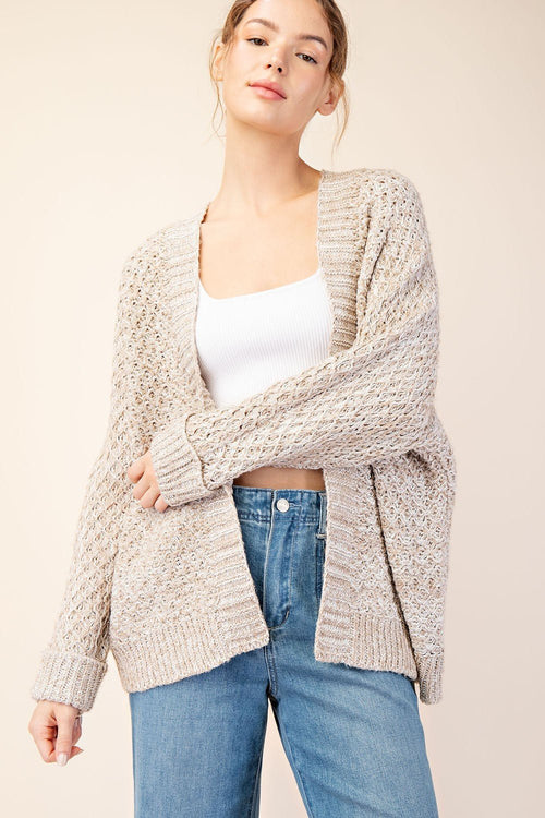 Knitted Open Front Cardigan - Chandeliers Boutique ny
