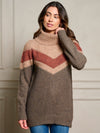 COLOR BLOCK TURTLE NECK SWEATER