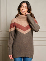 COLOR BLOCK TURTLE NECK SWEATER