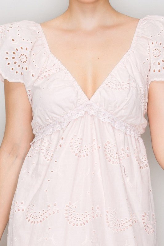 Lace Embroidered Eyelet Tie - ribbon Dress - Chandeliers Boutique ny