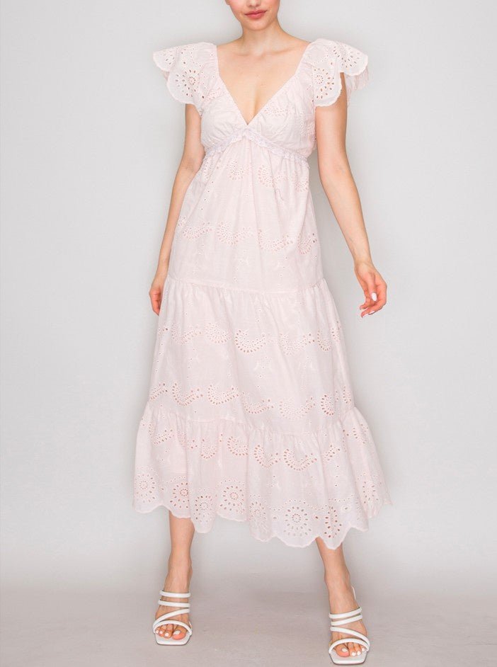 Lace Embroidered Eyelet Tie - ribbon Dress - Chandeliers Boutique ny