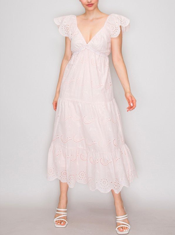 Lace Embroidered Eyelet Tie - ribbon Dress - Chandeliers Boutique ny