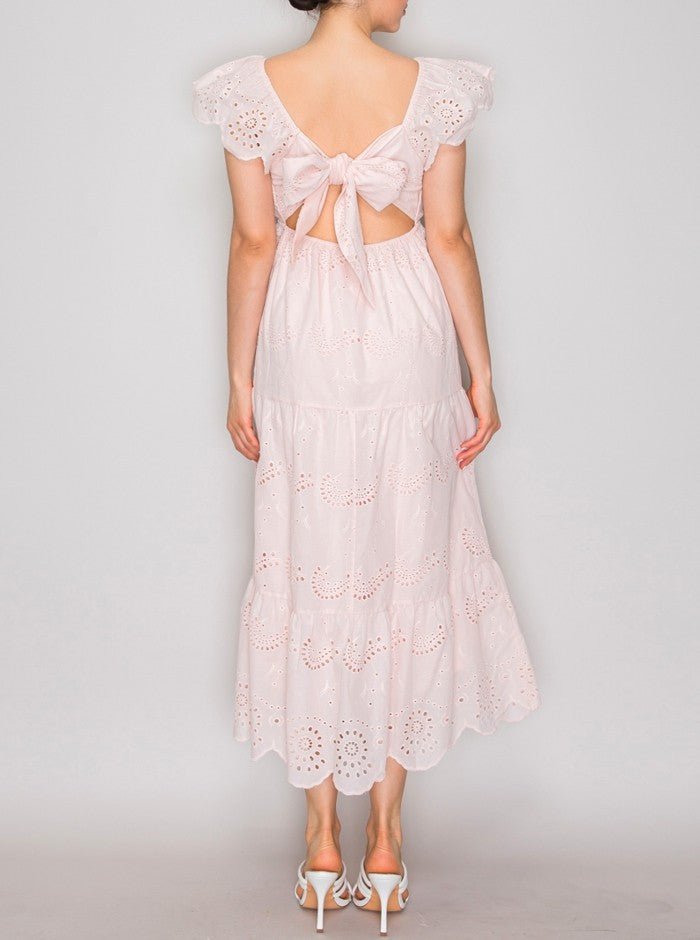Lace Embroidered Eyelet Tie - ribbon Dress - Chandeliers Boutique ny