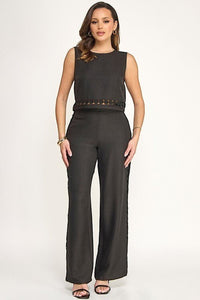 Lace Trim Detail Pant - Chandeliers Boutique ny