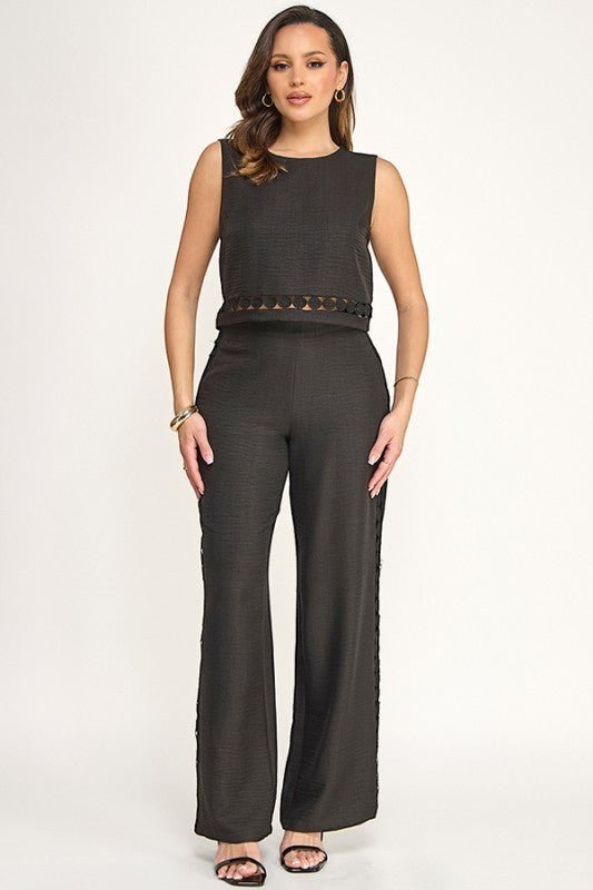 Lace Trim Detail Top - Chandeliers Boutique ny