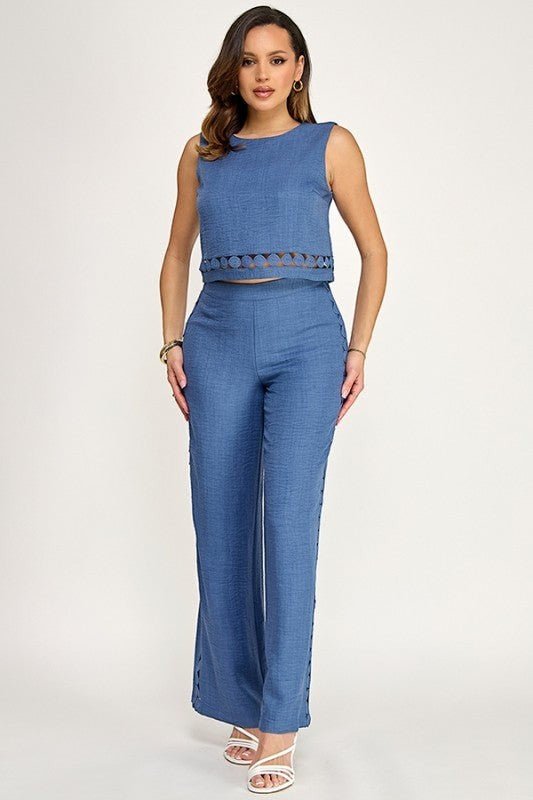 Lace Trim Detail Top - Chandeliers Boutique ny