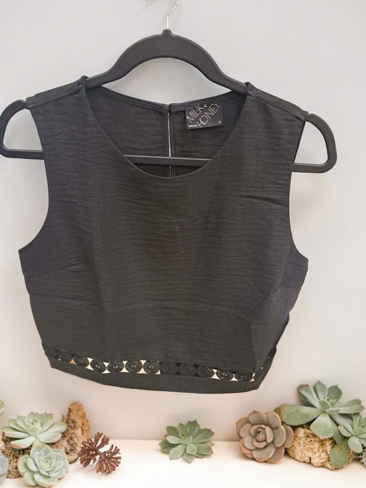 Lace Trim Detail Top - Chandeliers Boutique ny