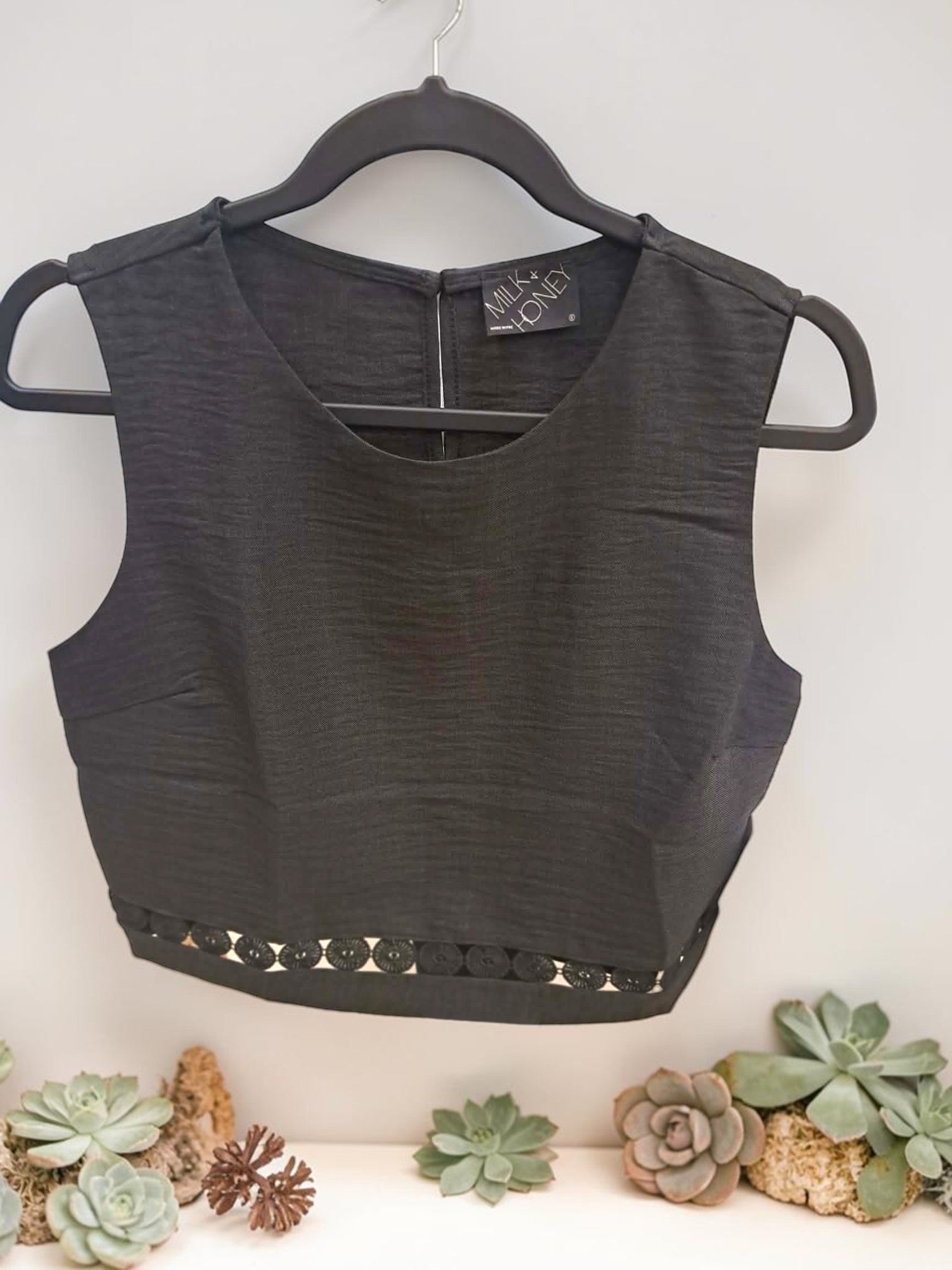 Lace Trim Detail Top - Chandeliers Boutique ny