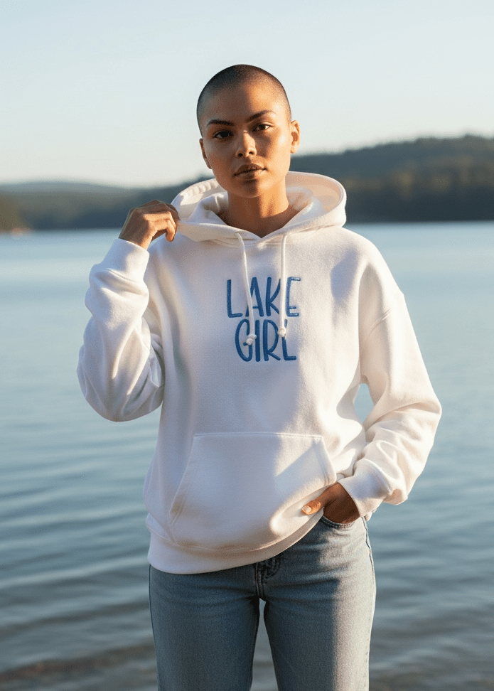 Lake Girl On Nantucket Hoodie - Cozy Cotton Blend Sweatshirt - Chandeliers Boutique ny