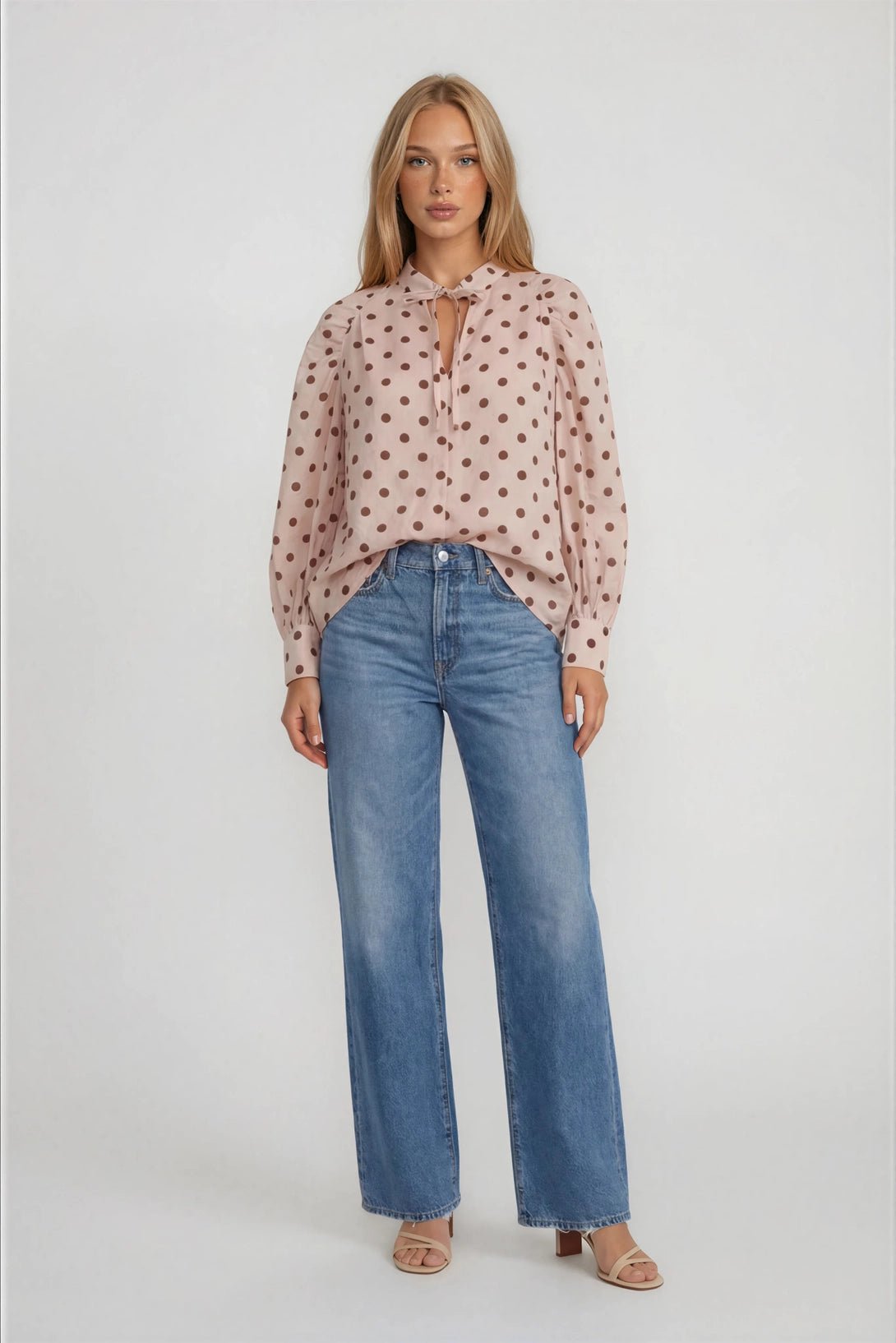 Leann Self Tie Blouse - Chandeliers Boutique ny