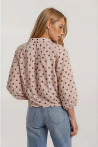 Leann Self Tie Blouse - Chandeliers Boutique ny