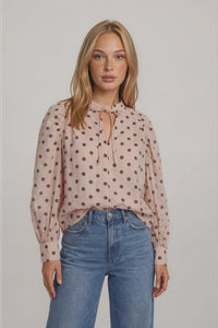 Leann Self Tie Blouse - Chandeliers Boutique ny