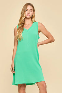 Lightweight V - Neck Tank Dress - Chandeliers Boutique ny