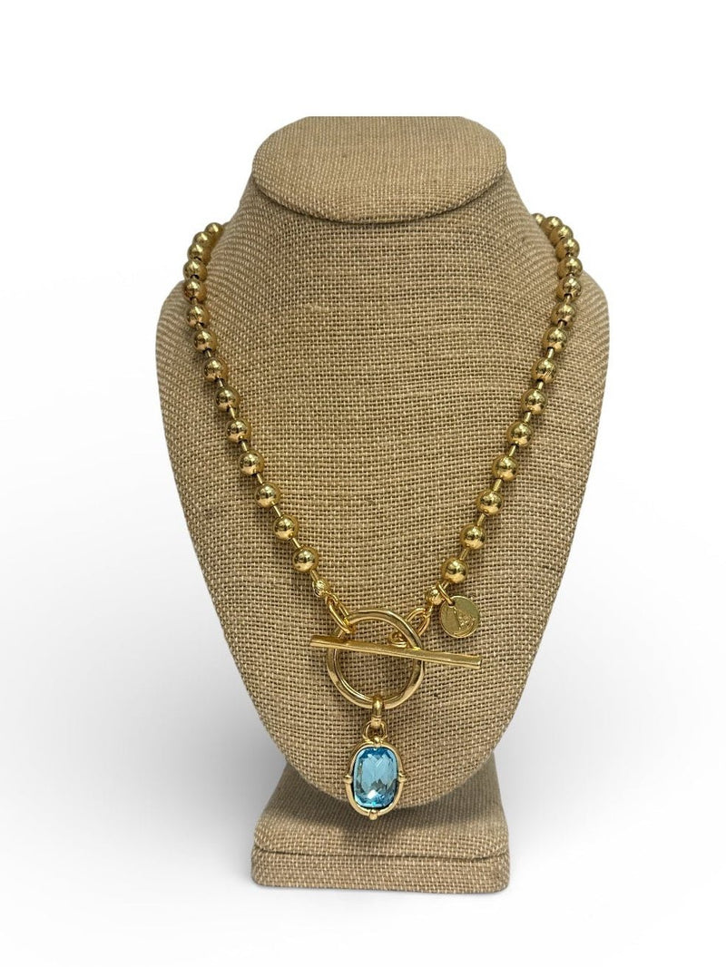 Lola Heavy Beaded Blue Necklace - Chandeliers Boutique ny