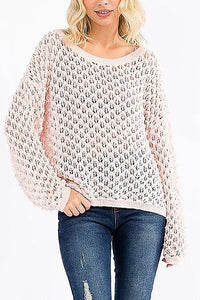 Long Sleeve V - Neck Knit Pullover Top - Chandeliers Boutique ny