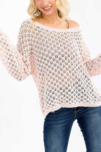 Long Sleeve V - Neck Knit Pullover Top - Chandeliers Boutique ny