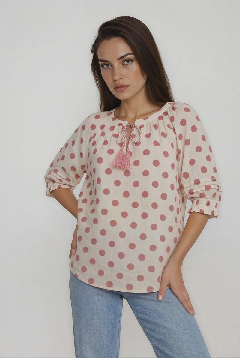 Love Me Dot Blouse - Chandeliers Boutique ny