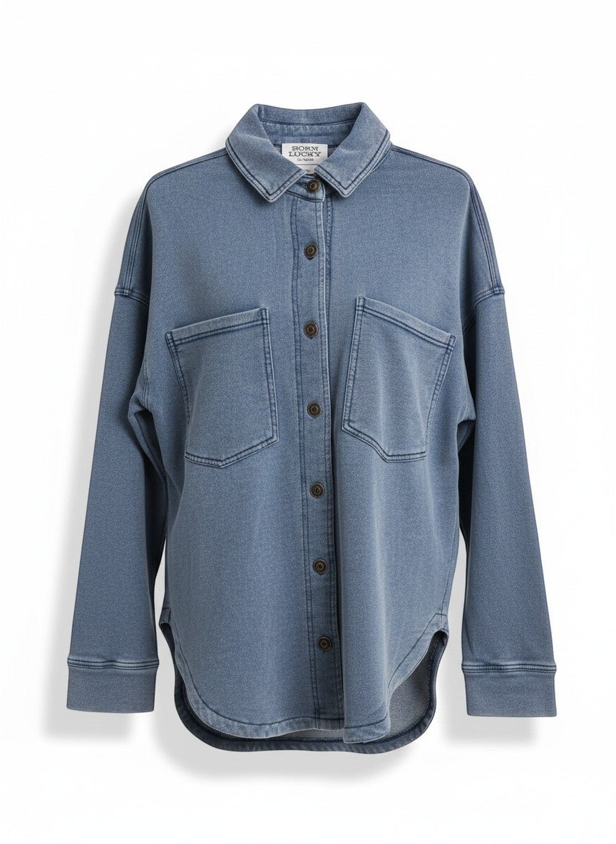 LS Button Down Top W Brass Buttons - Chandeliers Boutique ny