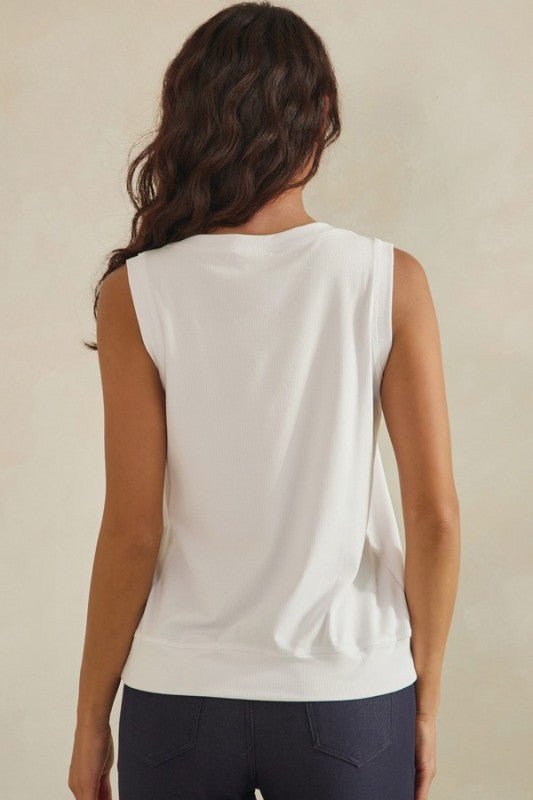 Luxeair Ribbed Relaxed V - neck Tank - Chandeliers Boutique ny