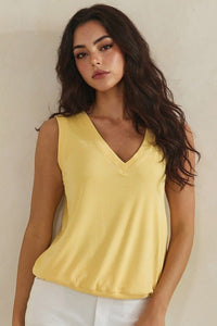 Luxeair Ribbed Relaxed V - neck Tank - Chandeliers Boutique ny