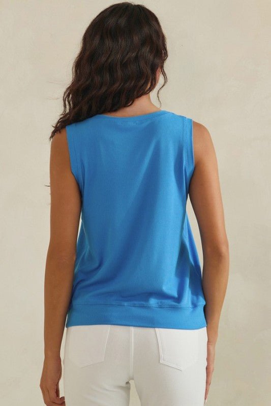 Luxeair Ribbed Relaxed V - neck Tank - Chandeliers Boutique ny