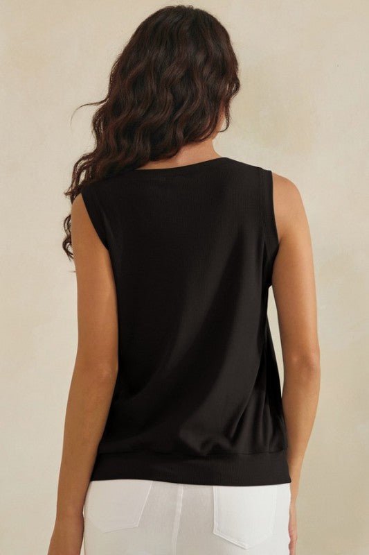 Luxeair Ribbed Relaxed V - neck Tank - Chandeliers Boutique ny