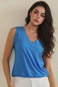 Luxeair Ribbed Relaxed V - neck Tank - Chandeliers Boutique ny