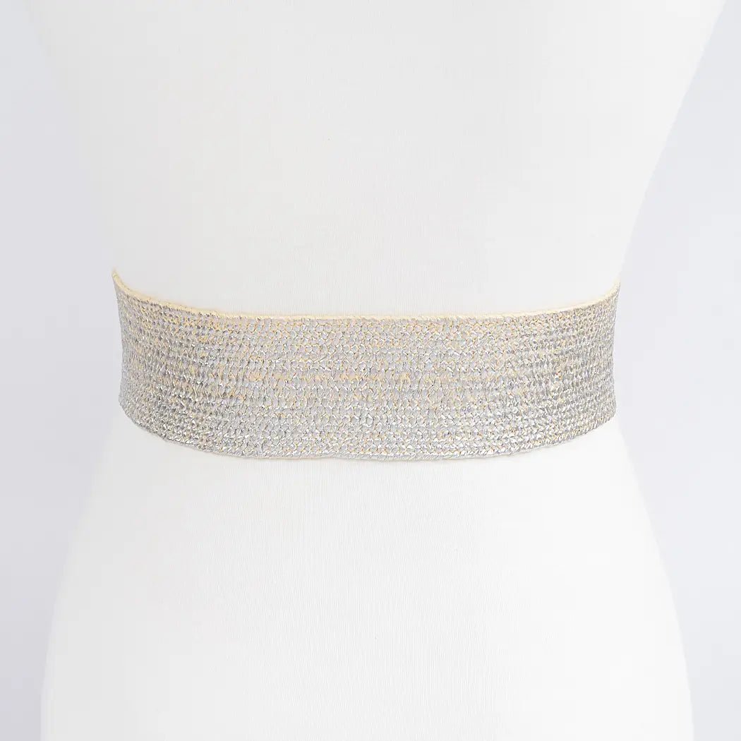 Metal Oo Buckle Stretch Straw Belt - Chandeliers Boutique ny