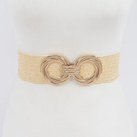 Metal Oo Buckle Stretch Straw Belt - Chandeliers Boutique ny