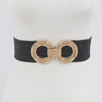 Metal Oo Buckle Stretch Straw Belt - Chandeliers Boutique ny