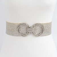 Metal Oo Buckle Stretch Straw Belt - Chandeliers Boutique ny