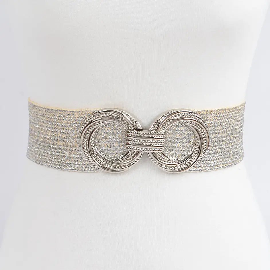 Metal Oo Buckle Stretch Straw Belt - Chandeliers Boutique ny