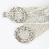 Metal Oo Buckle Stretch Straw Belt - Chandeliers Boutique ny