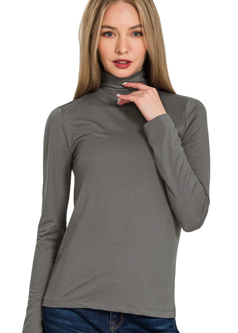 Microfiber Mock Neck Top - Chandeliers Boutique ny