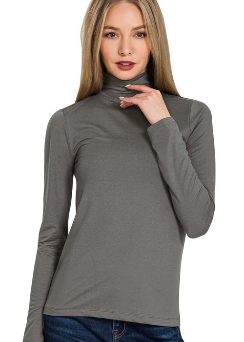 Microfiber Mock Neck Top - Chandeliers Boutique ny