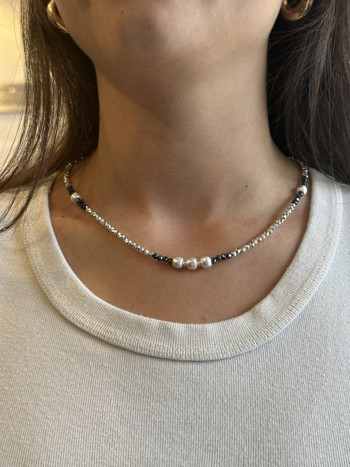 Midnight Blue and Silver Necklace - Chandeliers Boutique ny