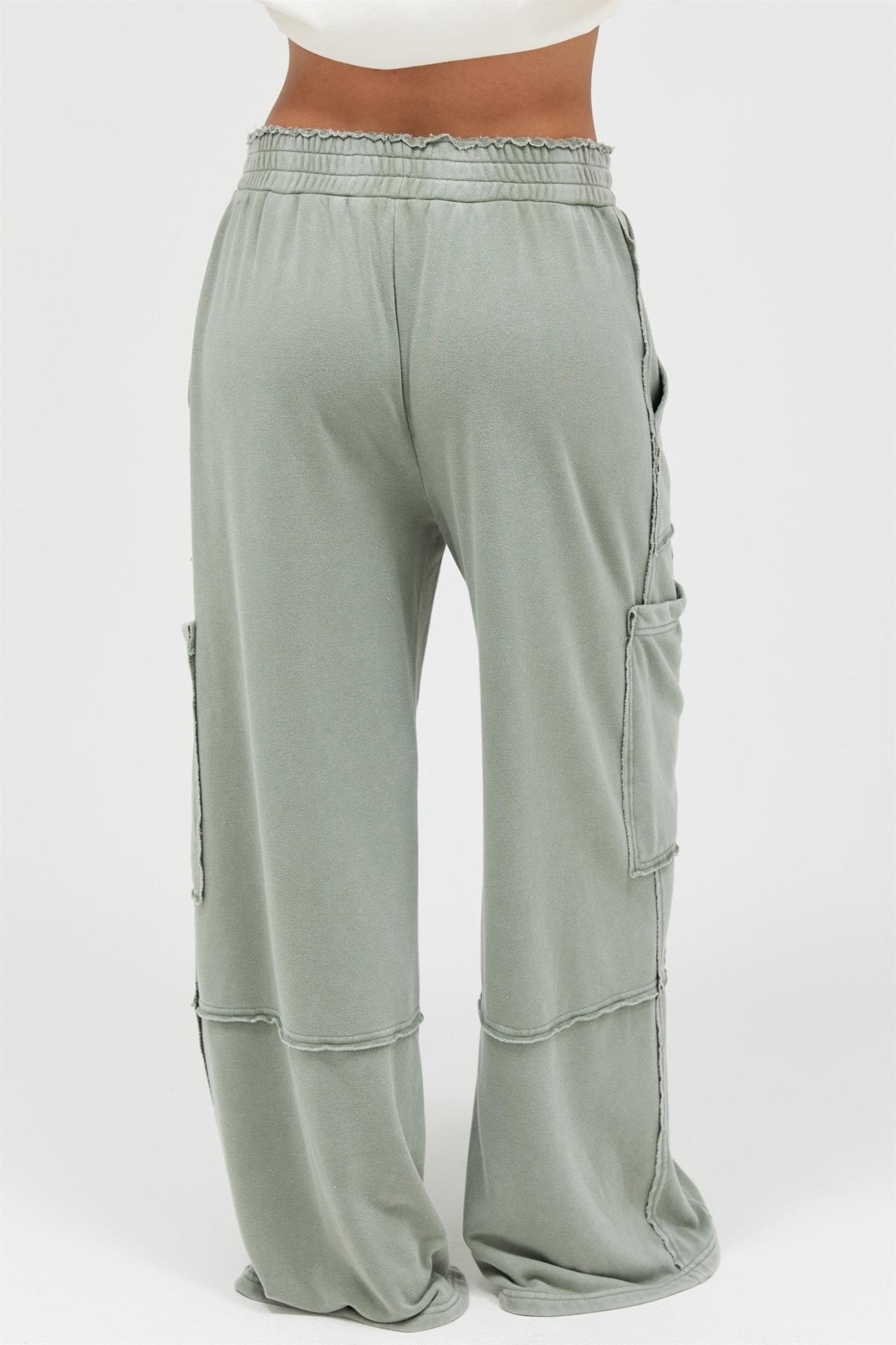 Mineral Wash Wide Leg Cargo Pants - Chandeliers Boutique ny