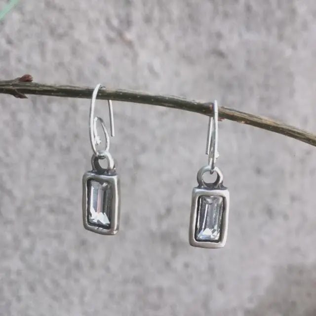 Mini Rectangular Crystal Earrings - Chandeliers Boutique ny