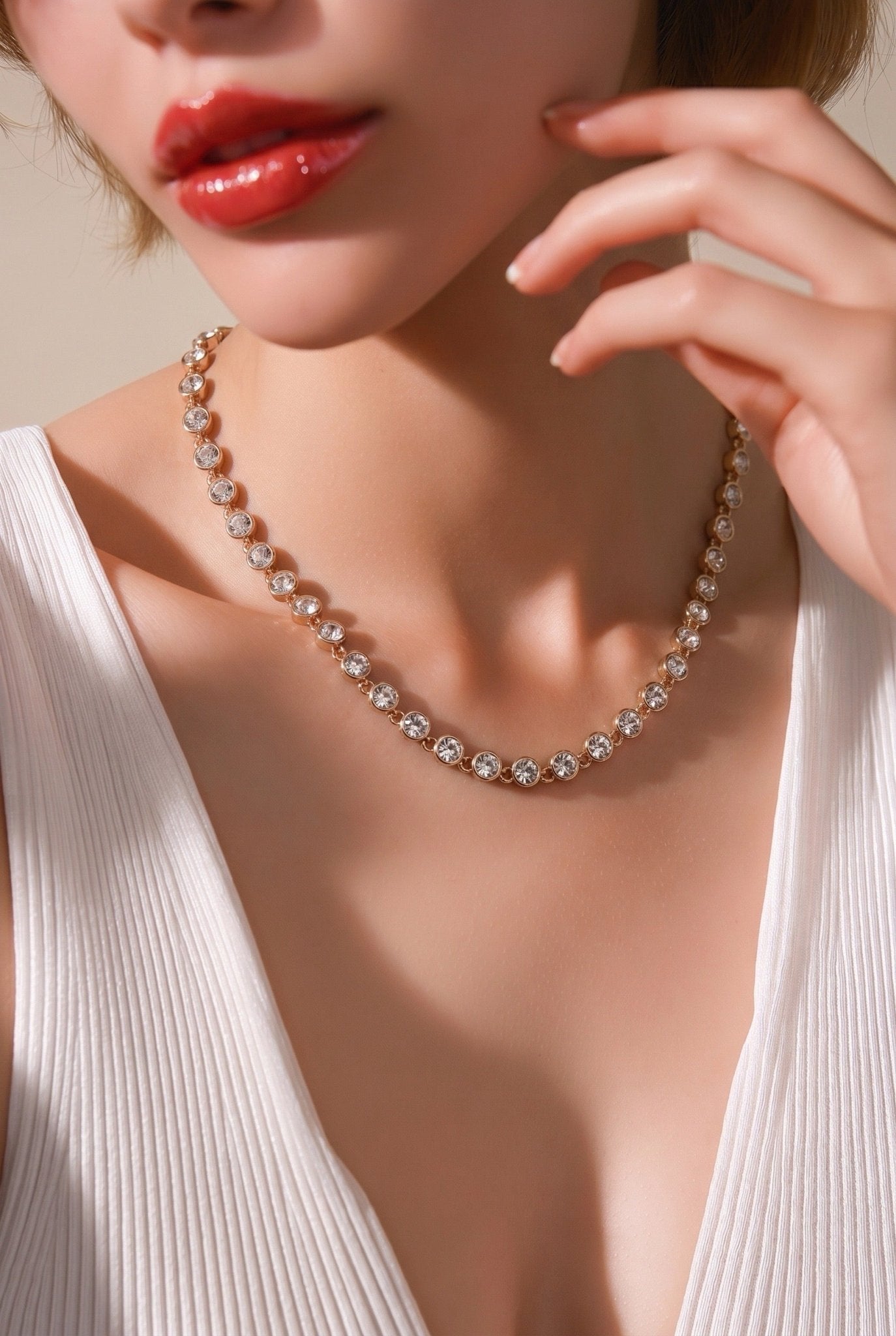 Modern Bezel Set Tennis Necklace - Chandeliers Boutique ny