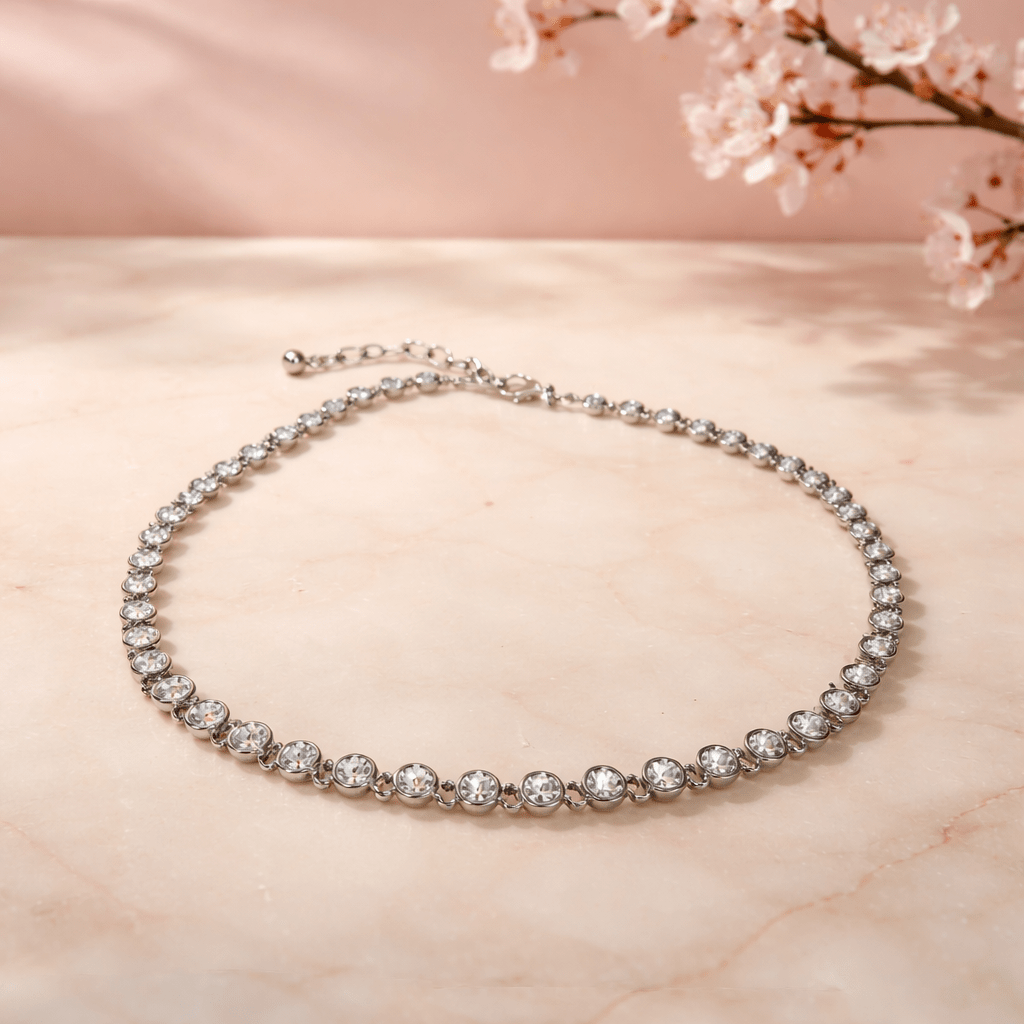 Modern Bezel Set Tennis Necklace - Chandeliers Boutique ny