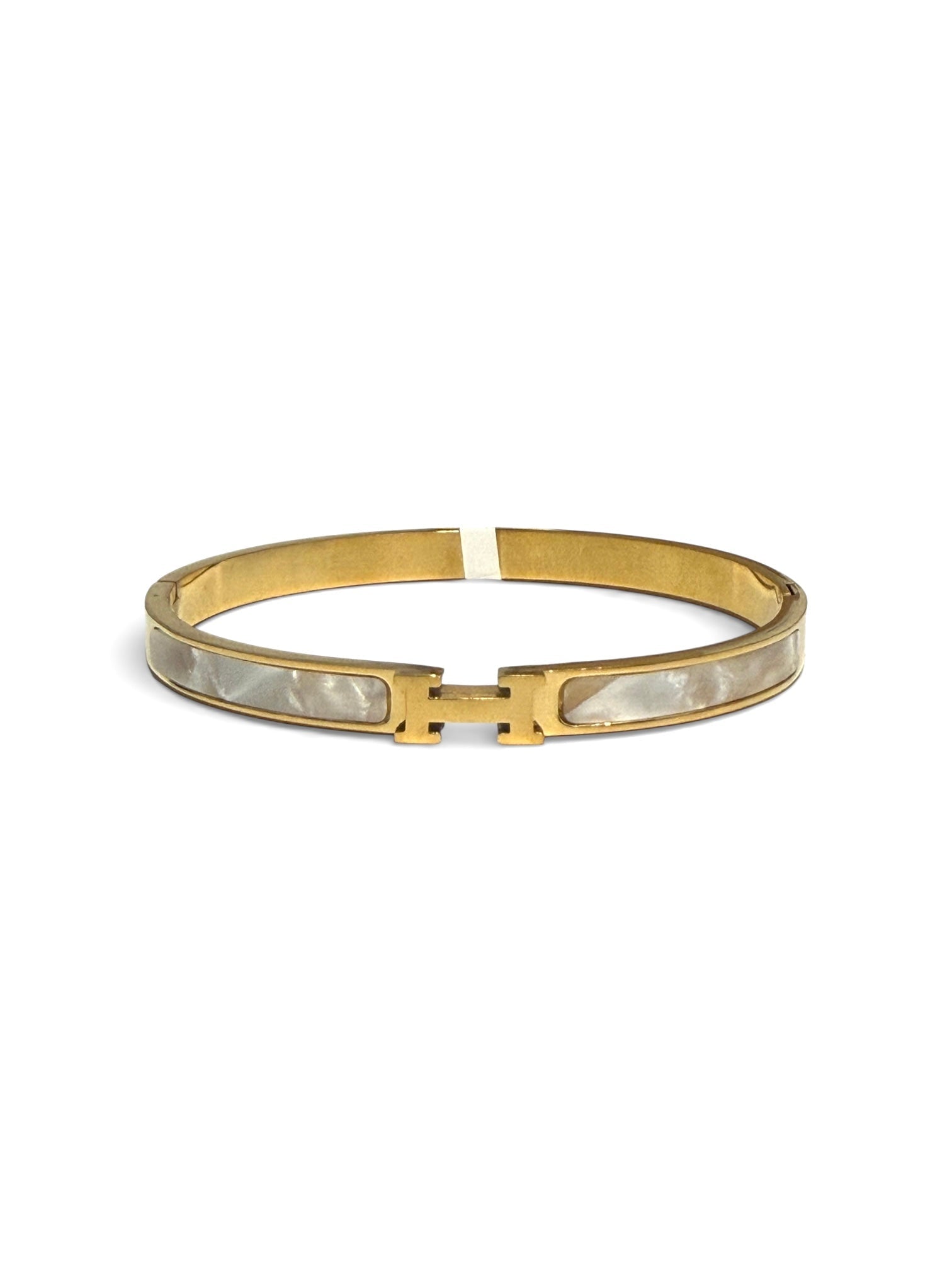 Mother of Pearl Inlay Bangle Bracelet - Chandeliers Boutique ny