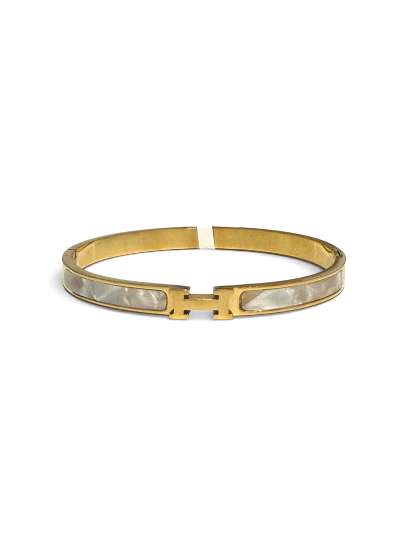 Mother of Pearl Inlay Bangle Bracelet - Chandeliers Boutique ny