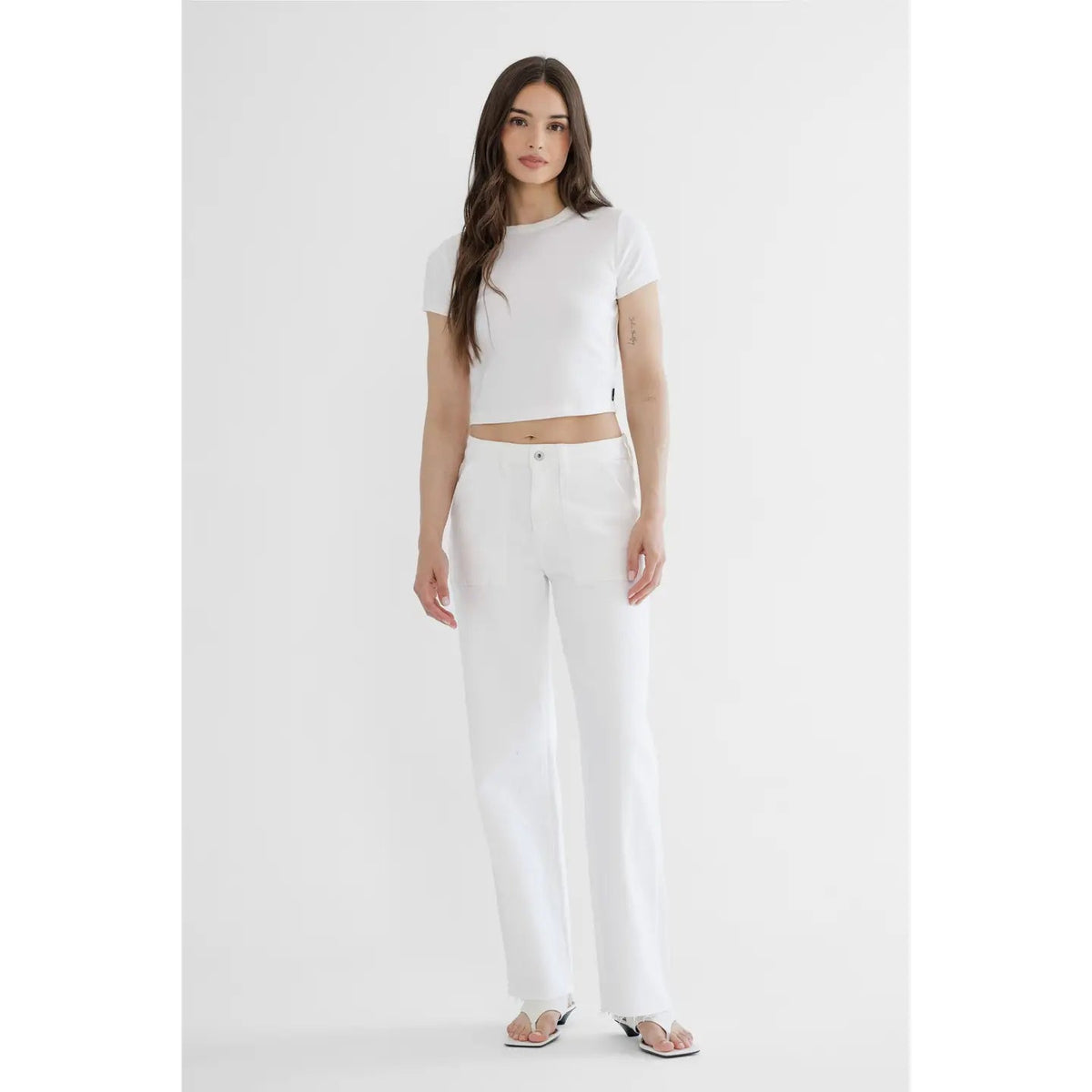 New High Rise Wide Leg with Raw Hem - Chandeliers Boutique ny