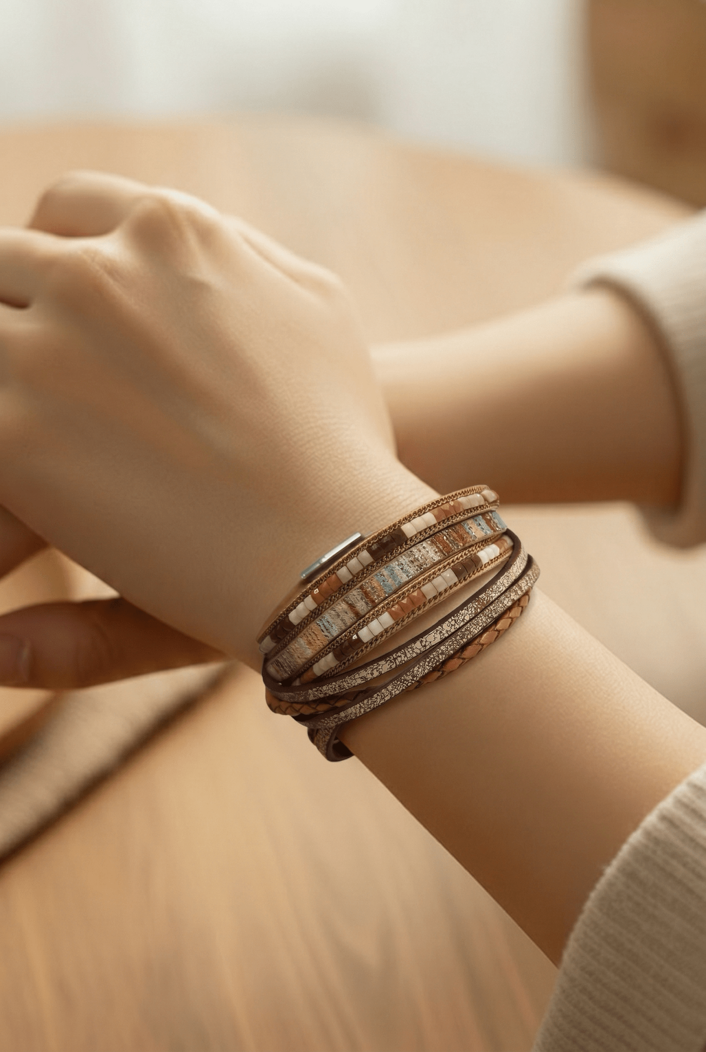 Olivia Multi Layer Leather Bracelet - Chandeliers Boutique ny
