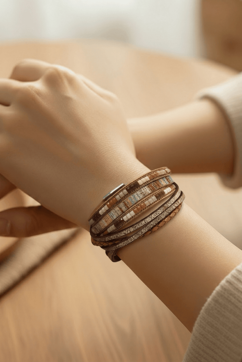 Olivia Multi Layer Leather Bracelet - Chandeliers Boutique ny