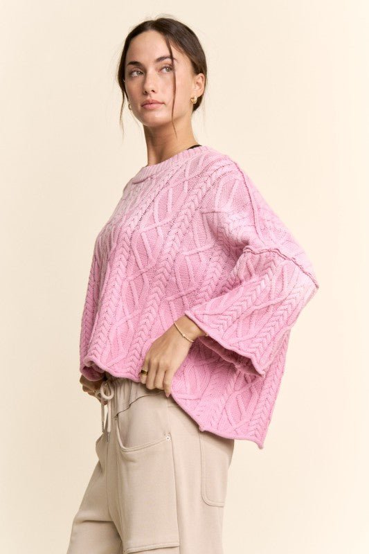 Ombre Cable Knit Sweater - Long Sleeve - Chandeliers Boutique ny